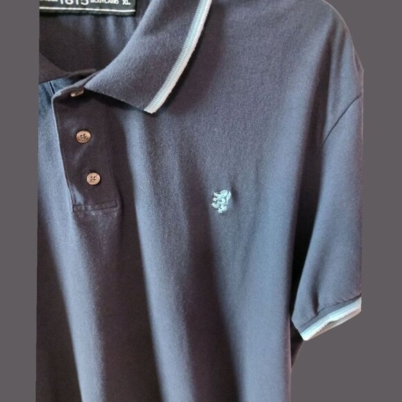 Pringle 1815 Scotland Polo Shirt Embroidered Logo Short Sleeve Navy blue Xlarge - Picture 9 of 14